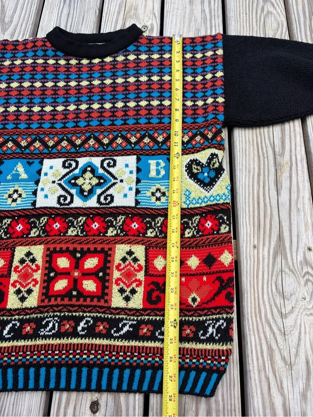 Choice Vintage Multicolor Geometric Knit Sweater Made in England  Size M Acrylic